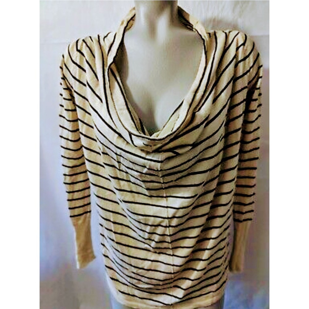 Love By Design Striped Cowl Neck‎ Long Sleeve Top Knit Pullover Medium NWT